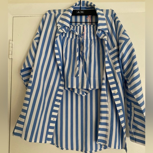 Vineyard Vines Poplin Striped Weekend matching set-NWT-Top-2 Bottoms-XXS - Picture 3 of 9